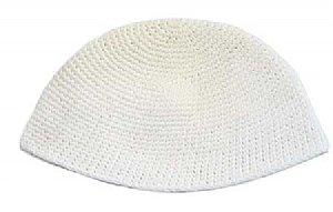 Large Knit (Freak) Kippah - White 