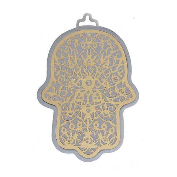 Large Silver Hamsa + Metal Cutout Brass - Pomegranates 