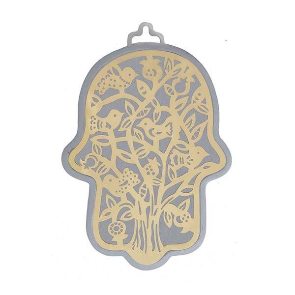 Large Silver Hamsa + Metal Cutout Brass - Tree 