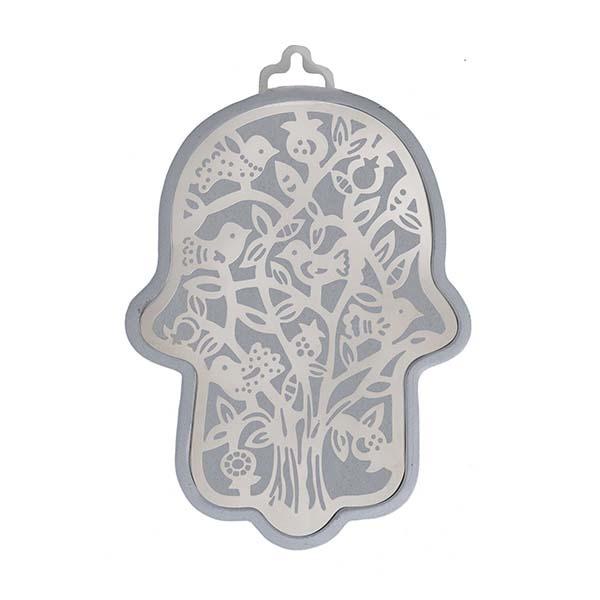 Large Silver Hamsa + Metal Cutout - Tree 