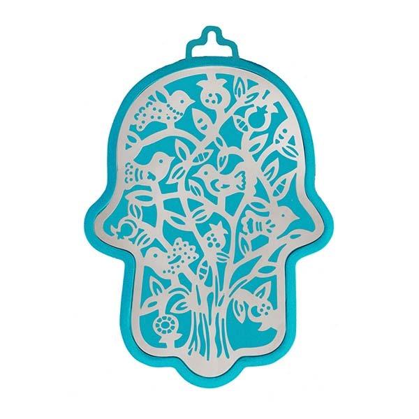 Large Turquoise Hamsa + Metal Cutout - Tree 