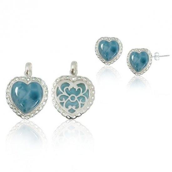 Larimar Heart Jewelry Set 