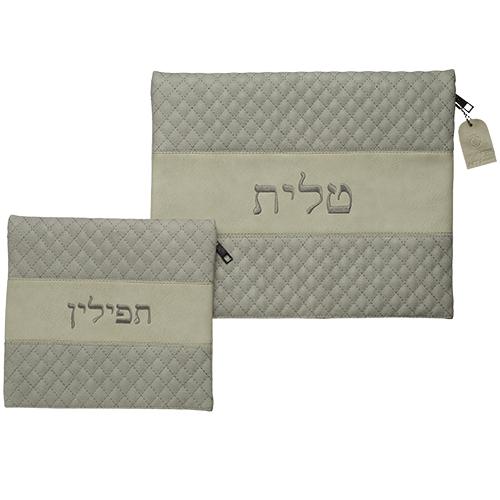 Leather Like Talit - Tefilin Set 36*29 Cm With Embroidery 3943 