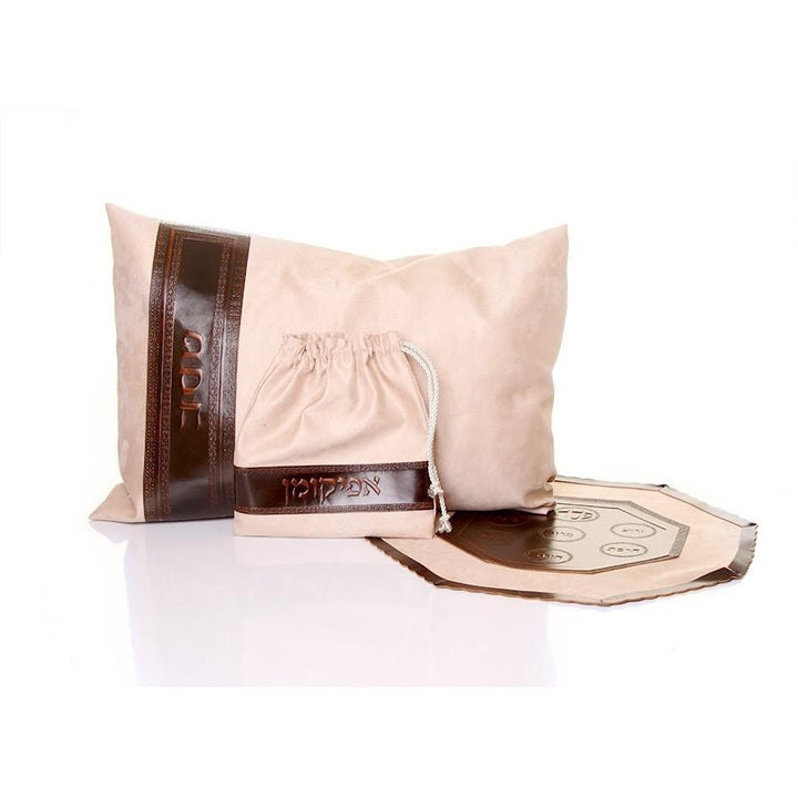 Leather Passover Cover & Pillow Set Cream 