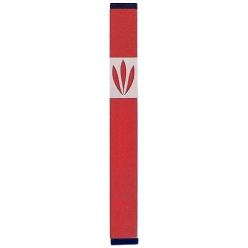 LEAVES SHIN MEZUZAH - MEDIUM Mezuzah Red - MZ-203 