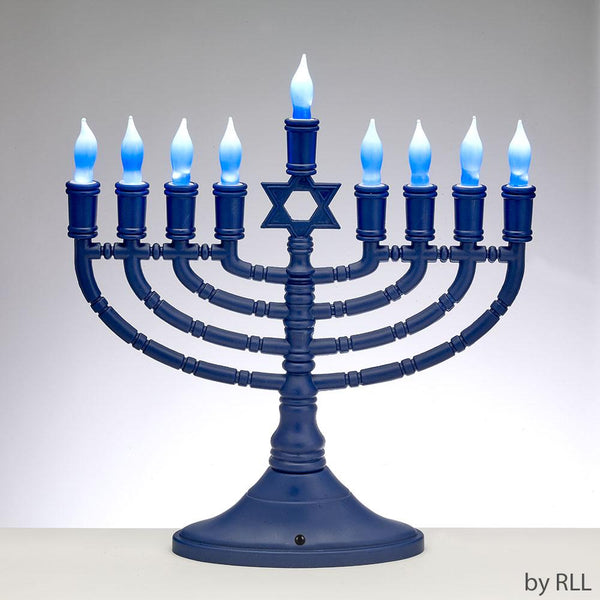 Led Menorah,blue,blue Bulbs,multifunctions,ul,14"x15",colrbx Chanukah 