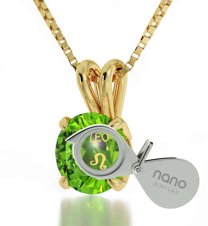 Leo Sign, 14k Gold Necklace, Swarovski Necklace 