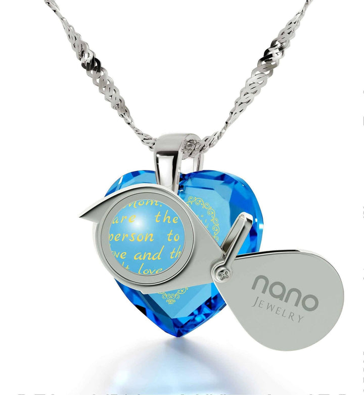 Letter to Mom, 925 Sterling Silver Necklace, Zirconia Necklace 