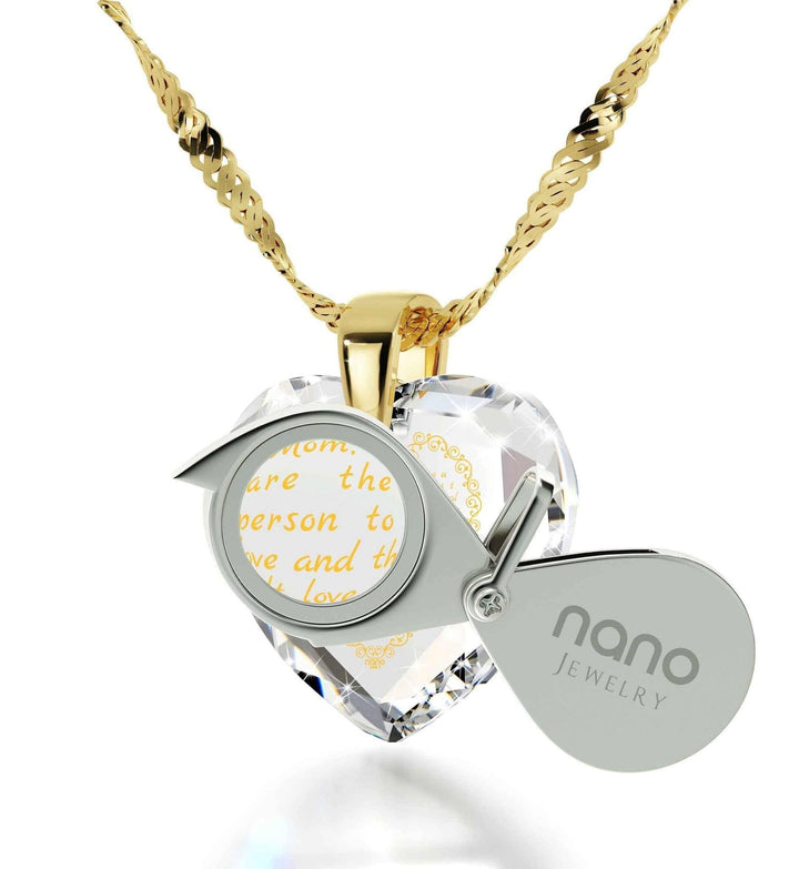 Letter to Mom, Sterling Silver Gold Plated (Vermeil) Necklace, Zirconia Necklace 