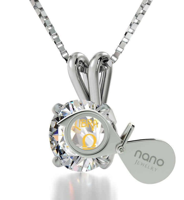 Libra Sign, 925 Sterling Silver Necklace, Swarovski Necklace 