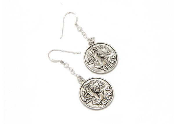 Libra Sign Astrology Zodiac Coin Earrings 