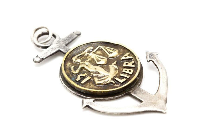 Libra Sign Astrology Zodiac Medallion Anchor Pendant Necklace 