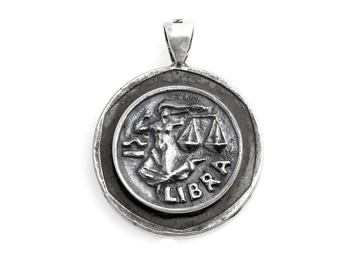 Libra Sign Astrology Zodiac Medallion On Old 10 Sheqel Coin Of Israel 
