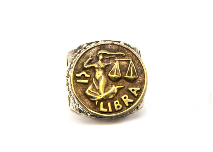 Libra Sign Astrology Zodiac Silver Ring 