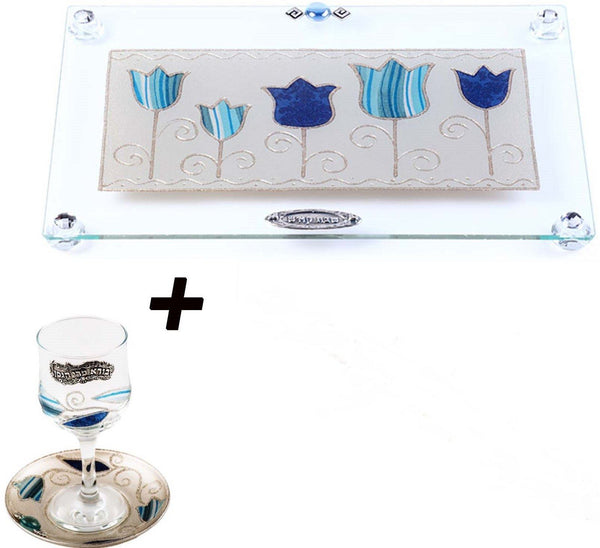 Lily Art - 1003- shabbat tray with kiddush cup hade made Judaica Art Gifts 