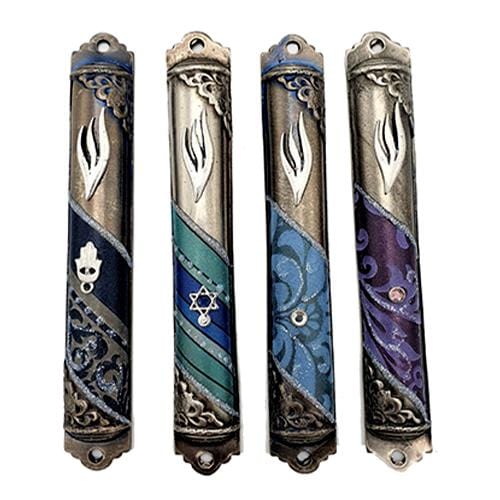 Lily Art - 10420 - Pewter Mezuzah 546 "Decorated Corners" Judaica Art Gifts 