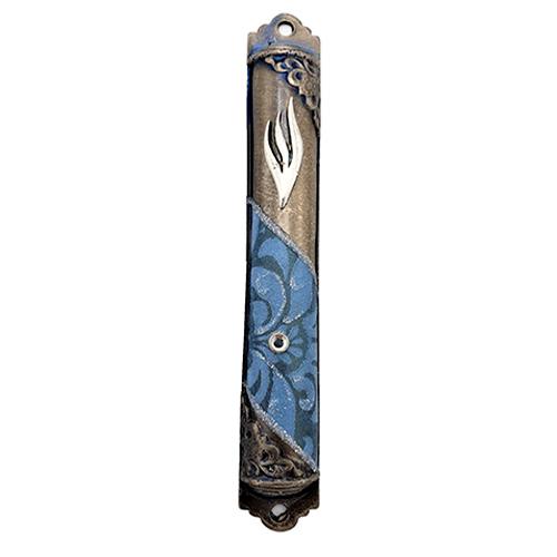 Lily Art - 10422 - Pewter Mezuzah 546 "Decorated Corners" Judaica Art Gifts 