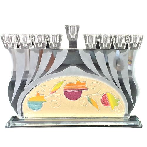Lily Art - 1058- Crystal Menorah Rainbow Pomegranate Bridge ID Judaica Art Gifts 