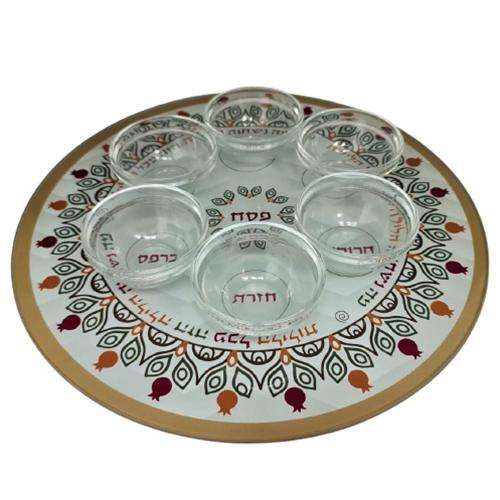 Lily Art - 10612-pesach-plate-33-cm-mandala-falcon-shades-with-saucers Judaica Art Gifts 