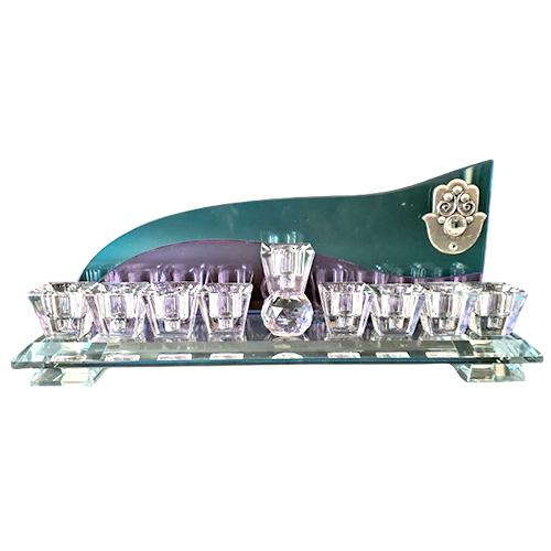 Lily Art - 1089-Light purple crystal menorah designed by Hamsa Piotr Judaica Art Gifts 