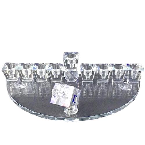 Lily Art - 1090-Handmade crystal rainbow menorah + Dreidel Judaica Art Gifts 