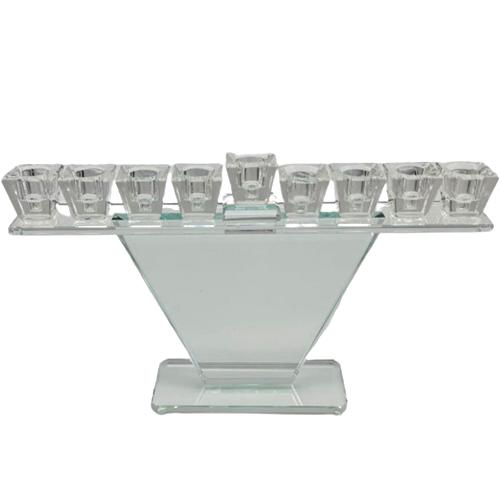 Lily Art - 1095-Trapezoidal crystal menorah Judaica Art Gifts 