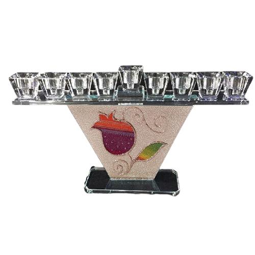 Lily Art - 1096-Handmade trapezoidal menorah 1095 Judaica Art Gifts 