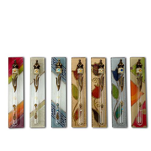 Lily Art - 12610 - Pomegranate Glass Mezuzah Judaica Art Gifts 