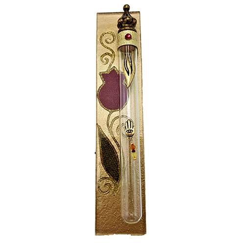 Lily Art - 12612 - Pomegranate Glass Mezuzah Judaica Art Gifts 