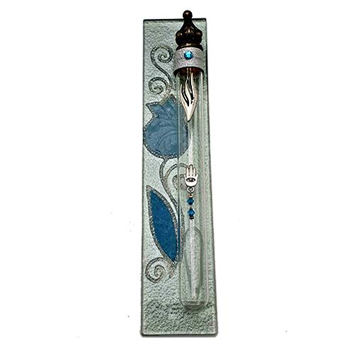 Lily Art - 12613 - Pomegranate Glass Mezuzah Judaica Art Gifts 