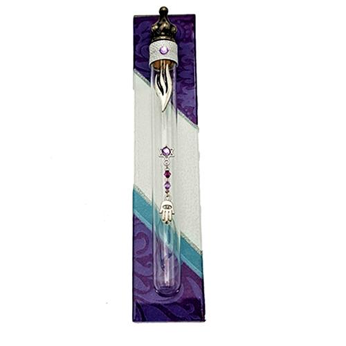 Lily Art - 12616 - Pomegranate Glass Mezuzah Judaica Art Gifts 