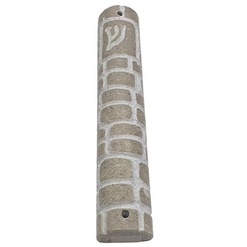 Lily Art - 12903-Natural marble mezuzah case gray shade 12 cm Judaica Art Gifts 