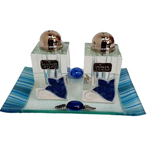 Lily Art - 20070 - Salt Blue Tulip + Tray Judaica Art Gifts 