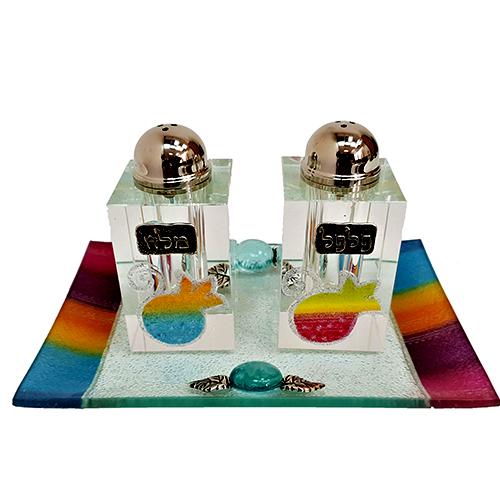 Lily Art - 20074 - Slices of the Rainbow Pomegranate + Tray 8 cm Judaica Art Gifts 