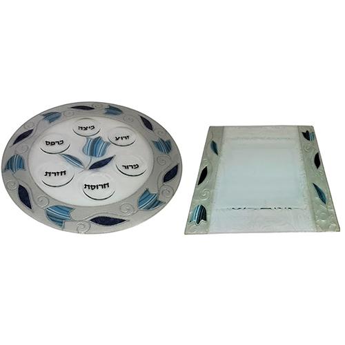 Lily Art - 210-1-Handmade Passover plate including a matching matzah plate 3 Judaica Art Gifts 