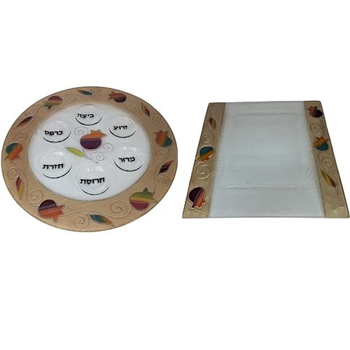 Lily Art - 212-Handmade Passover plate including a matching matzah plate 3 Judaica Art Gifts 