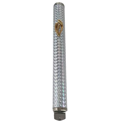 Lily Art - 3006-Mezuzah case shimmering silver back smooth 30 cm Judaica Art Gifts 