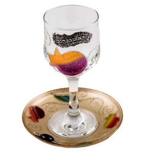 Lily Art - 500601-34 - Tulip / Pomegranate Kiddush cup Judaica Art Gifts 