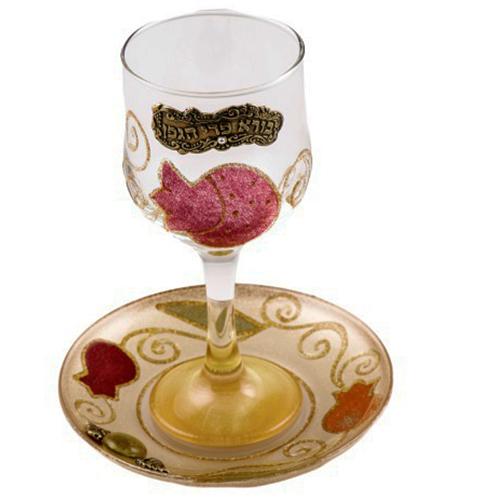 Lily Art - 500601-6 - Tulip / Pomegranate Kiddush cup Judaica Art Gifts 
