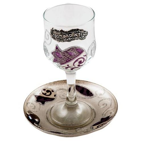 Lily Art - 500601-60 - Tulip / Pomegranate Kiddush cup Judaica Art Gifts 