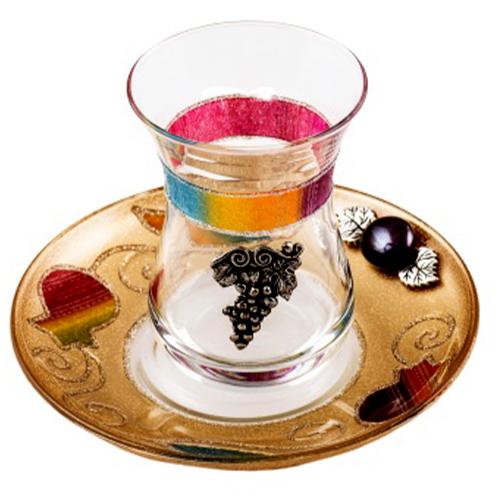 Lily Art - 500602-34 - Kiddush cup Coaster decorated Tulip Judaica Art Gifts 