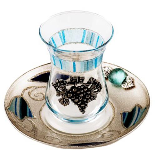 Lily Art - 500602-39T - Kiddush cup + Coaster decorated Tulip Judaica Art Gifts 