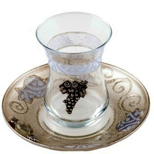 Lily Art - 500602-46 - Kiddush cup + Coaster decorated with Tulip / Pomegranate Judaica Art Gifts 