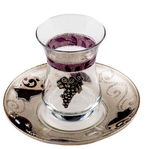 Lily Art - 500602-60 - Kiddush cup + Coaster decorated with Tulip / Pomegranate Judaica Art Gifts 