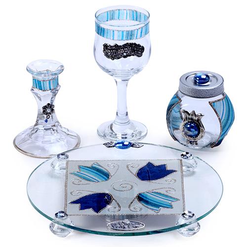Lily Art - 500616-52p - Havdalah Set with Round Tray Judaica Art Gifts 