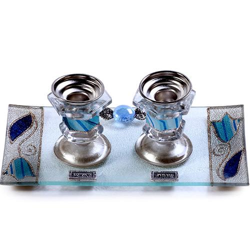 Lily Art - 500804-45 - Candlestick set with rectangular tray Judaica Art Gifts 