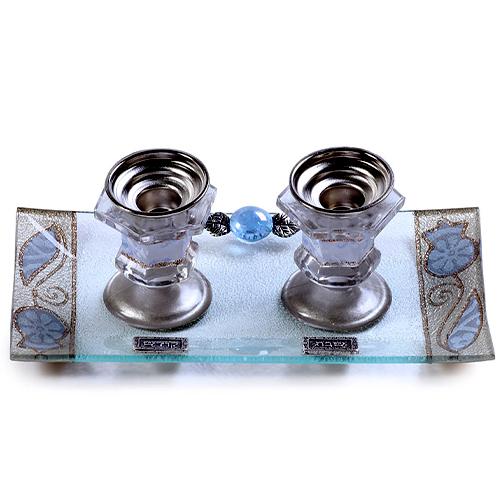 Lily Art - 500804-46 - Candlestick set with rectangular tray Judaica Art Gifts 