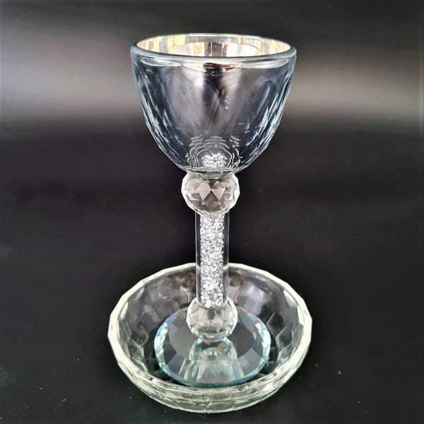 Lily Art - 50115-Crystal kiddush cup White Stones Judaica Art Gifts 