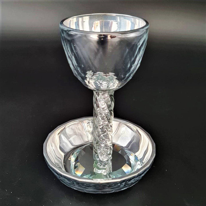 Lily Art - 50116-Crystal kiddush cup White Stones Judaica Art Gifts 