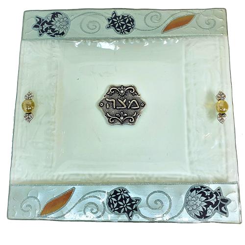 Lily Art - 50133 -Matza Tray Blue Pomegranate 30 c"m Judaica Art Gifts 